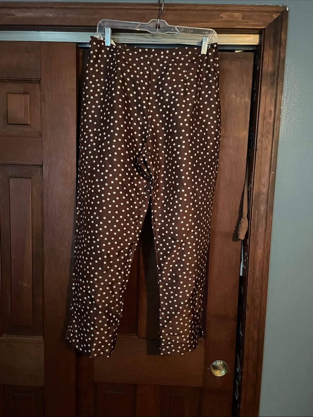 NWT Vintage 90s Silk Polka Dot Capris - Brown with White Dots